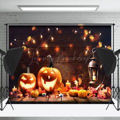 Lofaris Pumpkin Lantern Wooden Wall LED Light Halloween Backdrop