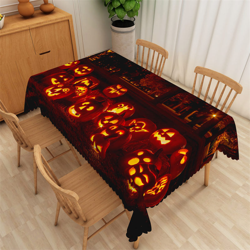 Lofaris Pumpkin Lanterns Dim Tablecloth For Halloween Party