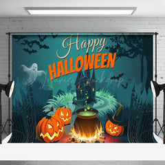 Lofaris Pumpkin Manor Bat Happy Halloween Party Backdrop