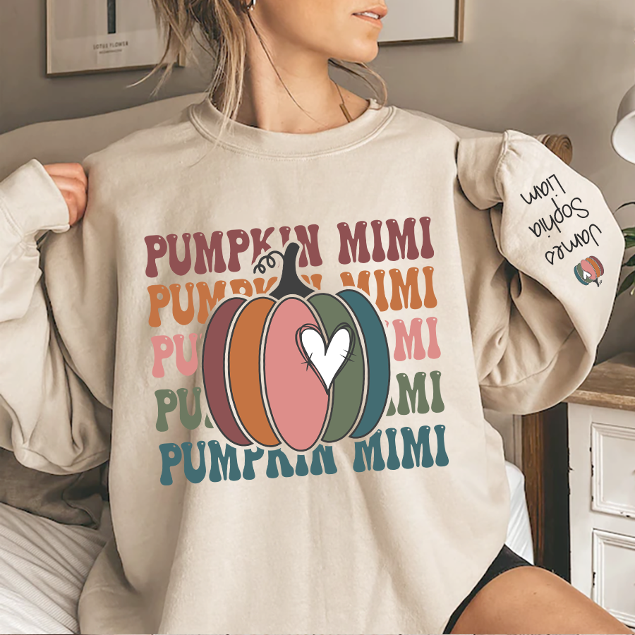 Lofaris Pumpkin Mimi Autumn Sweatshirt Custom & Kids Fall Grandma Gift TH