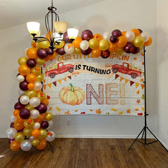 Lofaris Pumpkin One Wood First Birthday Backdrop