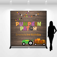 Lofaris Pumpkin Patch Brown Plank Custom 3Rd Birthday Backdrop