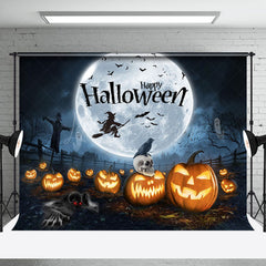 Lofaris Pumpkin Ranch Moon Witch Night Happy Halloween Backdrop