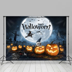 Lofaris Pumpkin Ranch Moon Witch Night Happy Halloween Backdrop