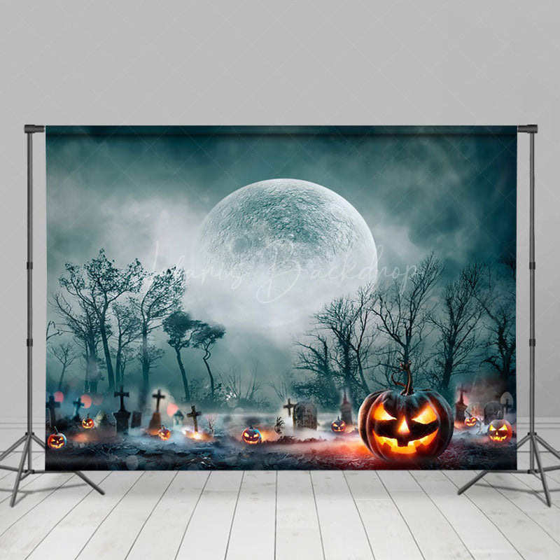 Lofaris Pumpkin Tomb Under the Moonlight Forest Halloween Backdrop