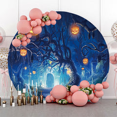 Lofaris Pumpkin Trunk Forest Grave Halloween Party Backdrop