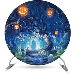 Lofaris Pumpkin Trunk Forest Grave Halloween Party Backdrop