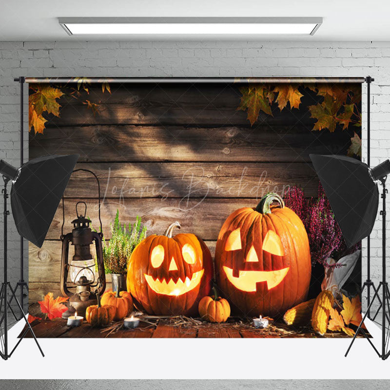 Lofaris Pumpkin Wooden Board Kerosene Lamp Autumn Backdrop