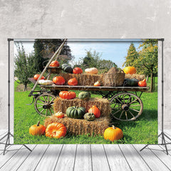 Lofaris Pumpkin Wooden Cart Orchard Outdoor Photo Backdrop