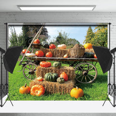 Lofaris Pumpkin Wooden Cart Orchard Outdoor Photo Backdrop