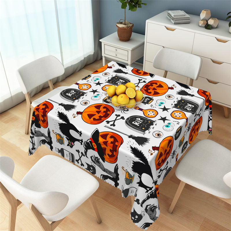 Lofaris Pumpkins And Tombstone Halloween Square Tablecloth