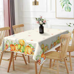 Lofaris Pumpkins Autumn Beige Tablecloth For Kitchen Decor