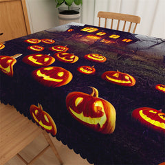 Lofaris Pumpkins Desolate Cabin Halloween Kitchen Tablecloth