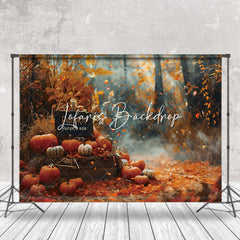 Lofaris Pumpkins Falling Maple Leaves Autumn Photo Backdrop