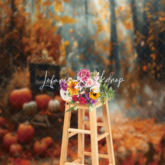 Lofaris Pumpkins Falling Maple Leaves Autumn Photo Backdrop