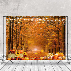 Lofaris Pumpkins Floral Maple Leaf Forest Autumn Backdrop