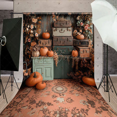 Lofaris Pumpkins Floral Thanksgiving Autumn Photo Backdrop