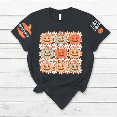 Lofaris Pumpkins Flowers Custom Grandma and Kids T - Shirt