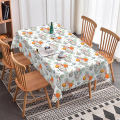 Lofaris Pumpkins Green Leaves Repeat Tablecloth For Kitchen