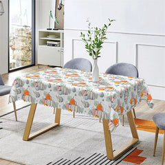 Lofaris Pumpkins Green Leaves Repeat Tablecloth For Kitchen