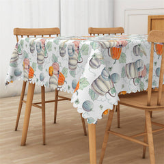 Lofaris Pumpkins Green Leaves Repeat Tablecloth For Kitchen