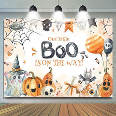 Lofaris Pumpkins Little Boo Halloween Baby Shower Backdrop