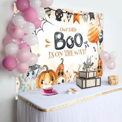 Lofaris Pumpkins Little Boo Halloween Baby Shower Backdrop