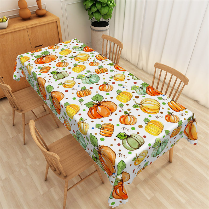 Lofaris Pumpkins Pattern Orange Green Dining Tablecloth