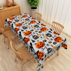 Lofaris Pumpkins Tombstone Pattern Halloween Tablecloth