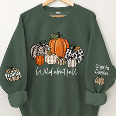 Lofaris Pumpkins Wild About Fall Customized Name Sweatshirt