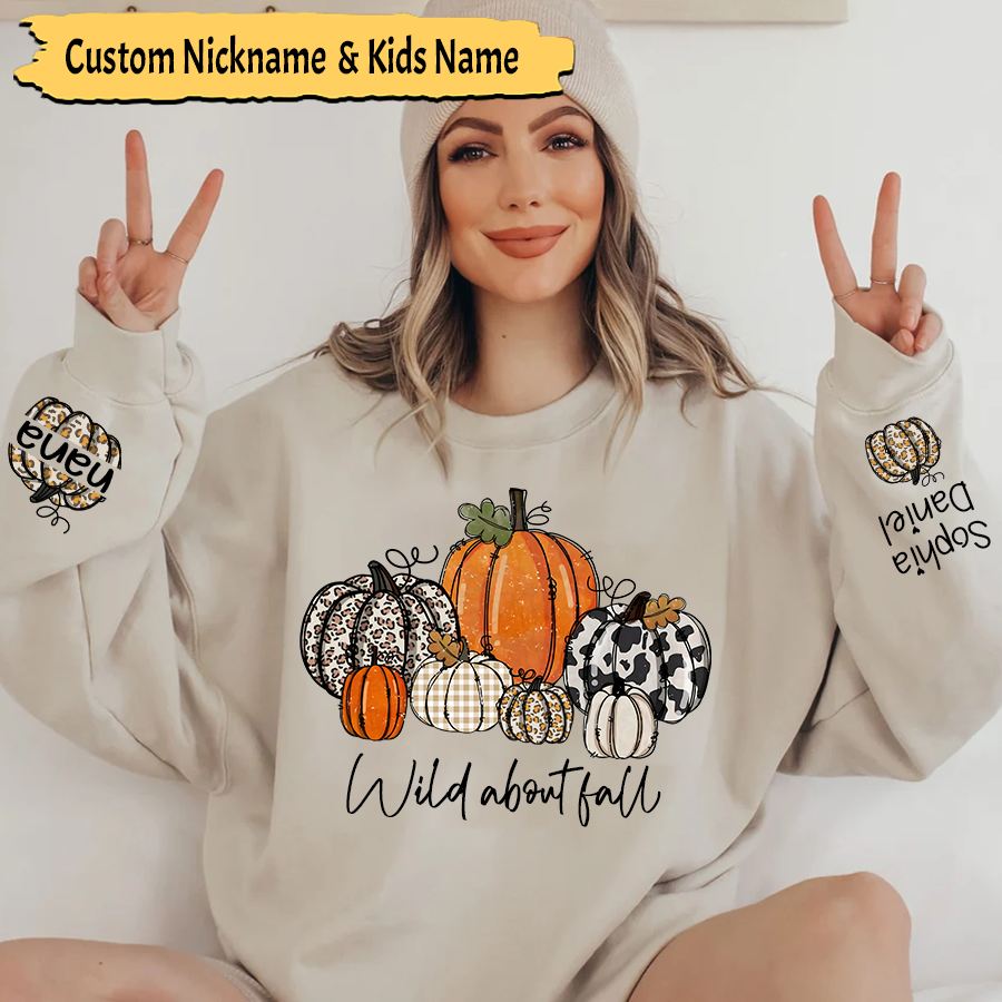 Lofaris Pumpkins Wild About Fall Customized Name Sweatshirt