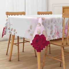 Lofaris Pure White And Pinky Flower Rectangle Tablecloth