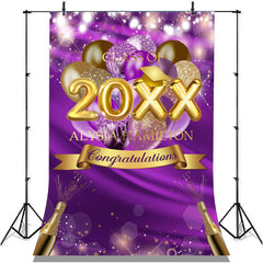 Lofaris Purple And Gold Ballons Bokeh Glitter 2022 Grad Backdrop