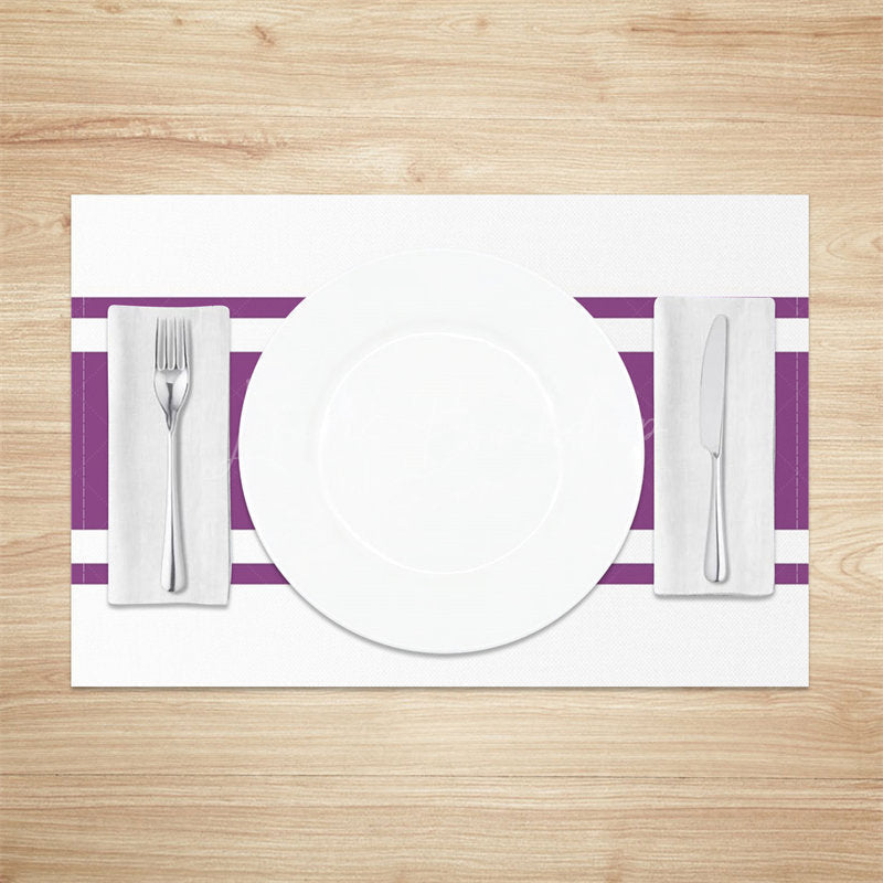 Lofaris Purple And White Simple Fabric Set Of 4 Placemats