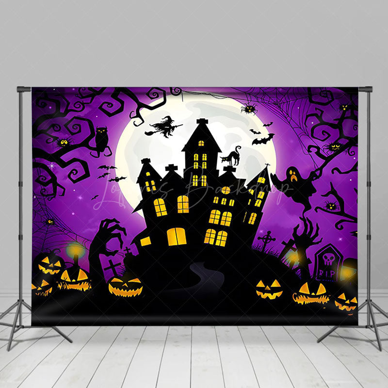 Lofaris Purple Atmosphere Castle Night Happy Halloween Backdrop