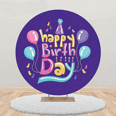 Lofaris Purple Balloon Hat Ribbon Round Birthday Backdrop