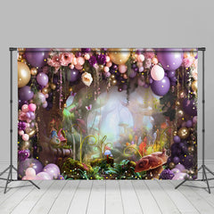 Lofaris Purple Balloons Enchanted Forest Spring Backdrop