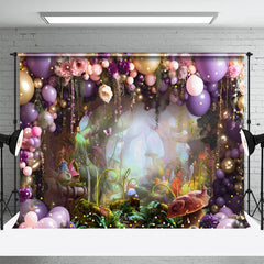 Lofaris Purple Balloons Enchanted Forest Spring Backdrop