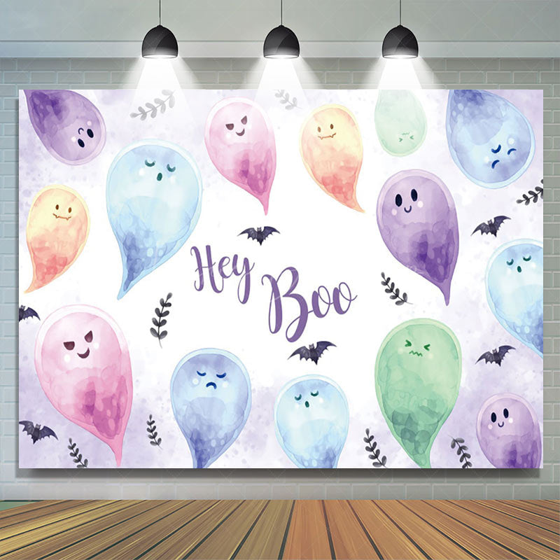 Lofaris Purple Bat Hey Boo Halloween Baby Shower Backdrop