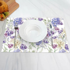 Lofaris Purple Beige Floral Rustic Dining Set Of 4 Placemats