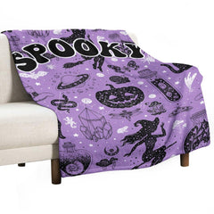 Lofaris Purple Black Halloween Spooky Custom Text Blanket