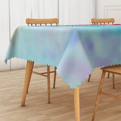 Lofaris Purple Blue Gradient Floral Rectangle Tablcloth Decor