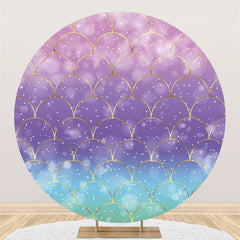 Lofaris Purple Blue Mermaid Scales Bokeh Circle Party Backdrop