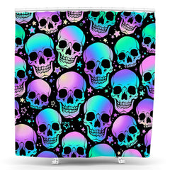 Lofaris Purple Blue Skeleton Stars Halloween Shower Curtain