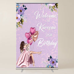 Lofaris Purple Bokeh Floral Custom Welcome Sign For Birthday