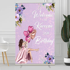 Lofaris Purple Bokeh Floral Custom Welcome Sign For Birthday