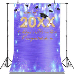 Lofaris Purple Bokeh Glitter Gold Class Of 2022 Grad Backdrop