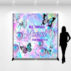 Lofaris Purple Butterfly Balloon Custom Birthday Backdrop