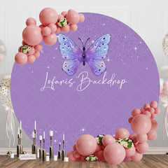 Lofaris Purple Butterfly Sparkle Round Birthday Backdrop