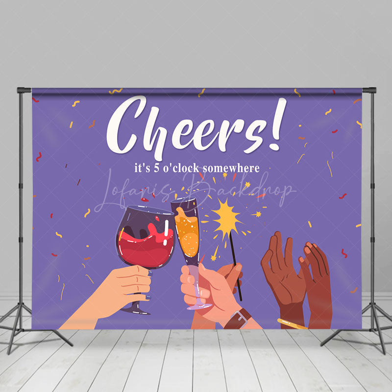 Lofaris Purple Cheers Its 5 Oclock Somewhere Party Backdrop